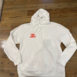 Love All Tennis White Hoodie Sweatshirt